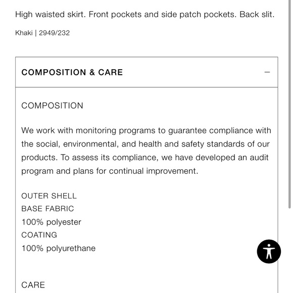 Zara faux leather olive green cargo maxi skirt - Picture 6 of 6